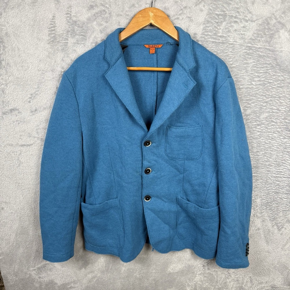 Barena Venezia Blazer Mens EUR 54 Blue Wool Blend Knit Jacket Italy Preppy